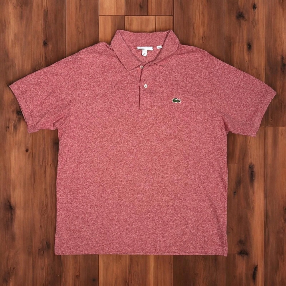Lacoste Polo Shirt Size 6 Red Heathered Cotton Classic Fit Preppy Crocodile Logo
